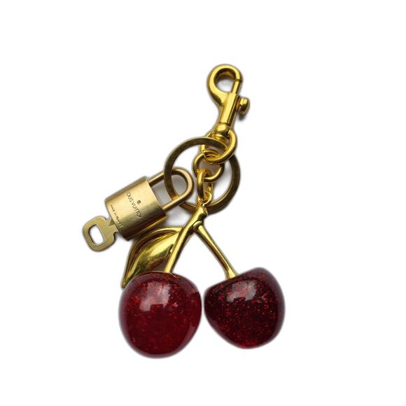 Authentic Louis Vuitton Lock Set with Non-Branded Cherry Key-Chain/Purse-Charm - Picture 2 of 4